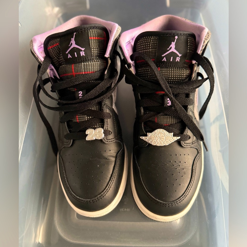 Air Jordan 1  - Purple and Plaid - Size 5.5 (GS)